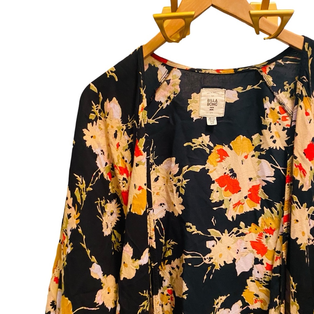 Billabong Black Floral Kimono - Picture 5 of 8